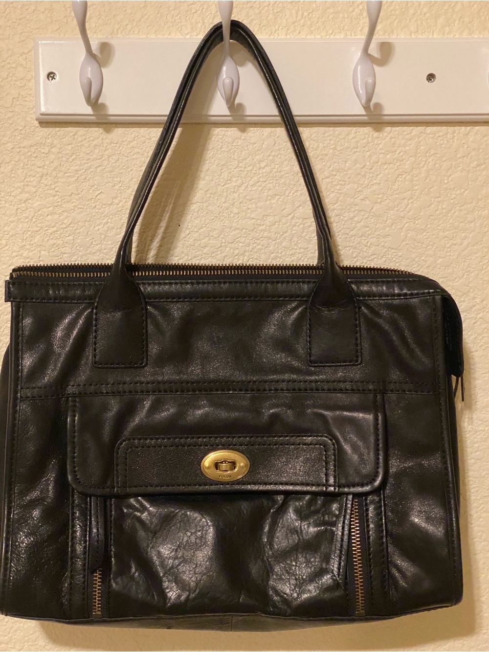 Fossil Black Leather Classic Shoulder Bag Purse